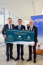 Univ.-Prof. Dr. Christian Helmenstein, Mitglied des Vorstands und Geschäftsführer Economica Institut für Wirtschaftsforschung, Wirtschafts- und Energie-Landesrat Markus Achleitner, und DI Mag. (FH) Gerhard Christiner, Vorstandssprecher APG.